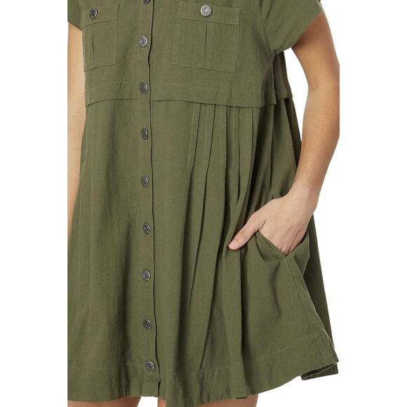 Free People Ronnie Cotton Poplin Mini Shirtdress, Oversize Fit, Green - Picture 3 of 12